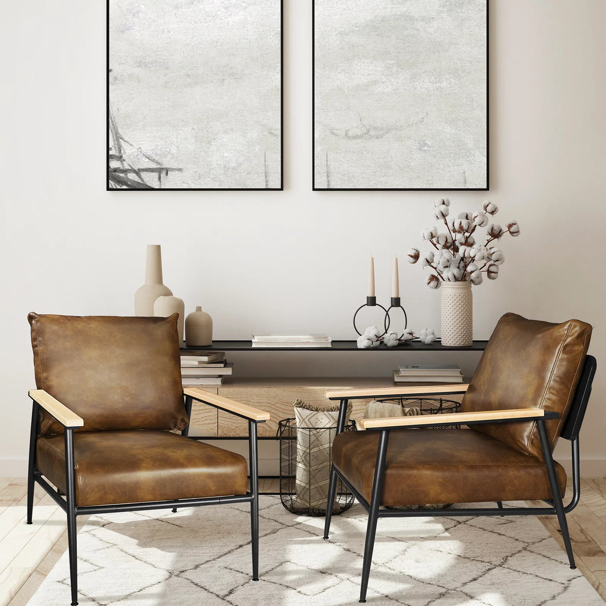 Brown PU Leather Accent Chair H1321