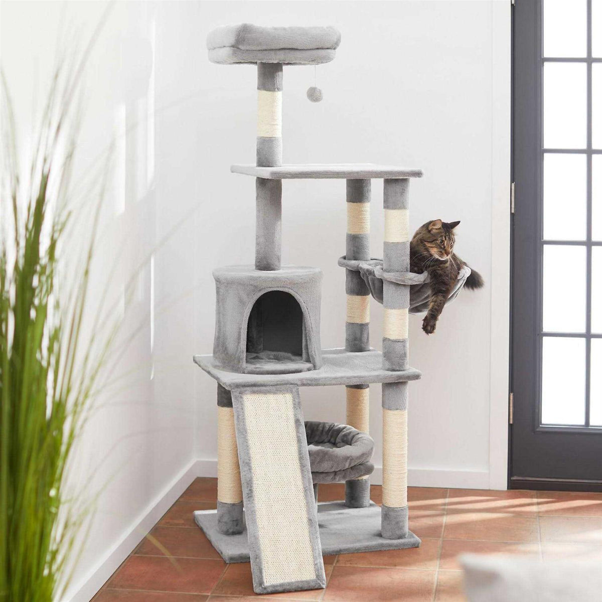 62-in Faux Fur Cat Tree & Condo Y250