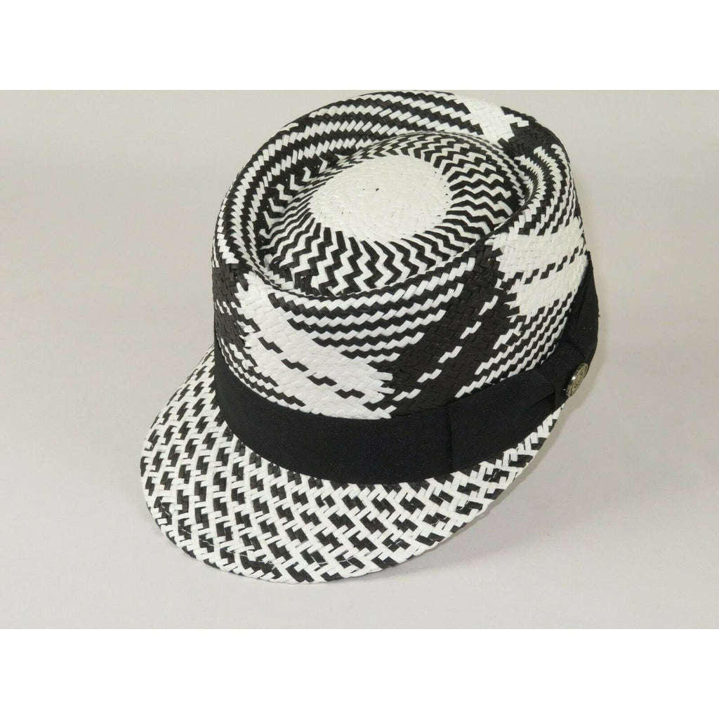 White Black Men Summer Straw Hat I159
