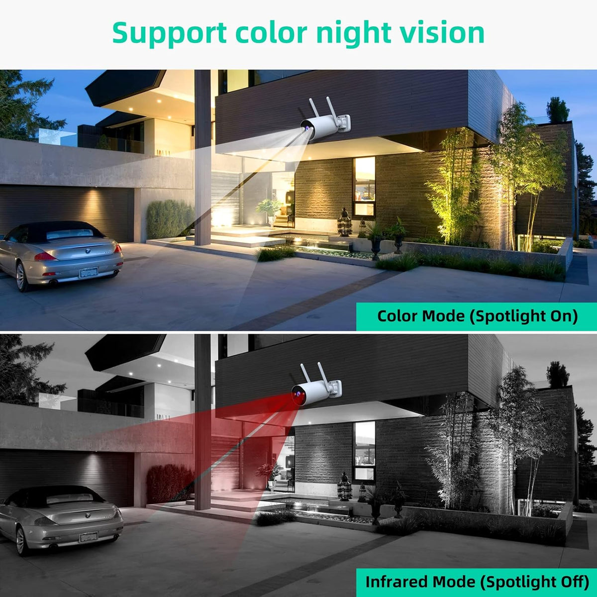 Wireless Security Camera System 3MP with 2 Way Audio, 2 PCS Battery Camera and WiFi Base Station, Color Night Vision T774976