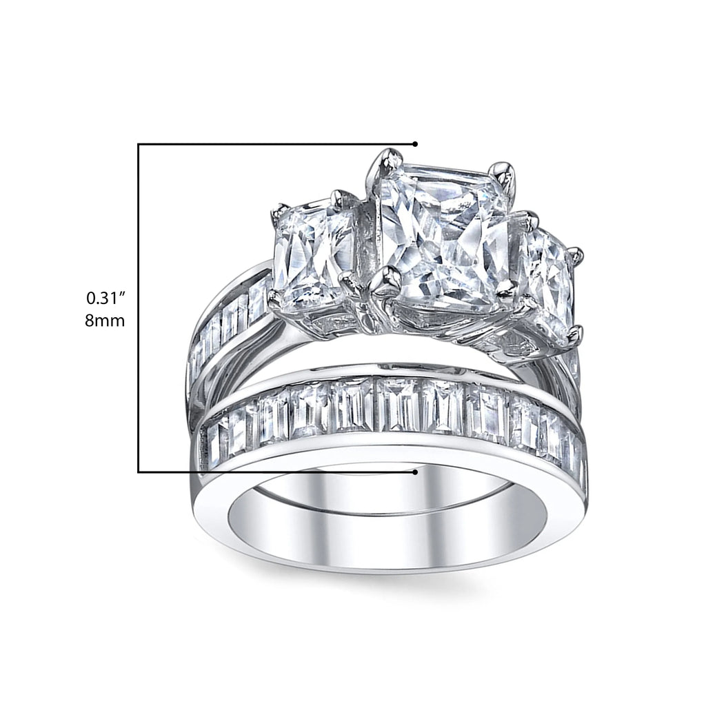 Sterling Silver Cubic Zirconia Engagement Ring Set Size 7 C140883