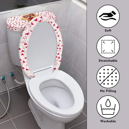 Christmas Bow Bell Toilet Tank Lid Cover and Toilet Seat Lid Cover 2 Pcs Set R349643