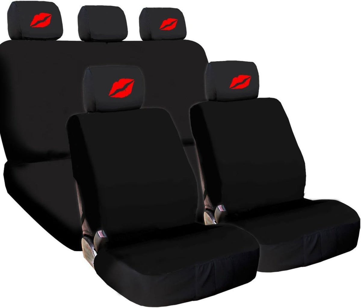 Black Flat Cloth Universal Fit Car Seat Covers with Headrest Covers F505