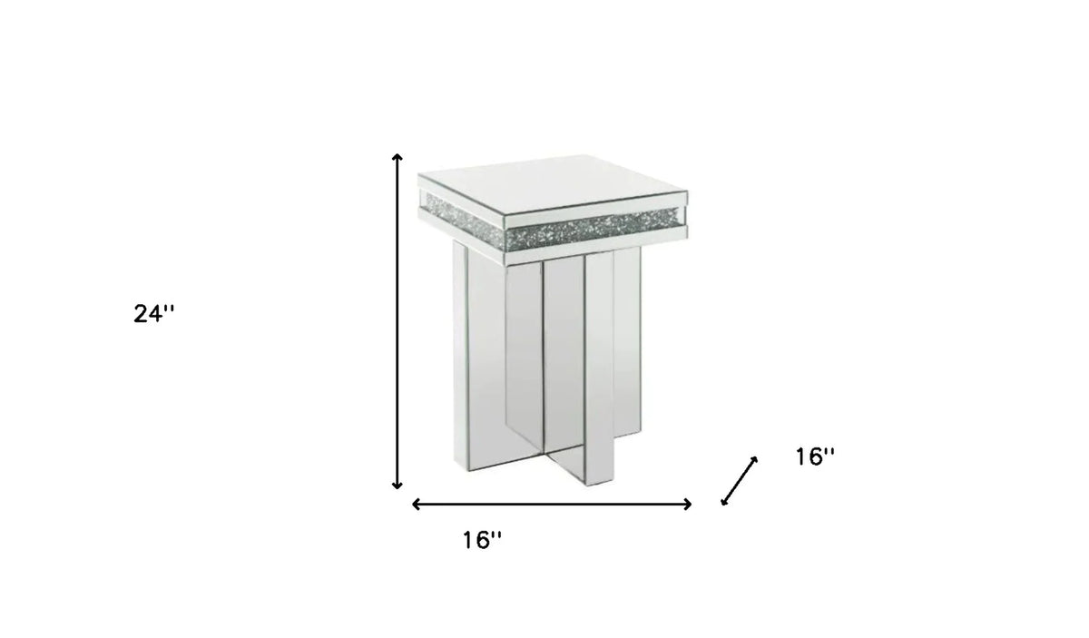 Mirrored Manufactured Wood Square End Table H193684