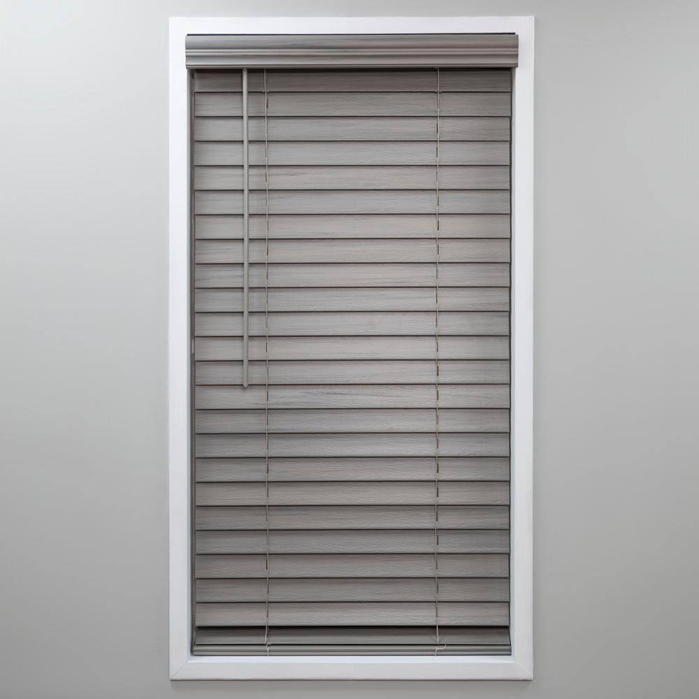 Cut-to-Width Cordless Room Darkening 2 in. PVC Faux Wood Blind 58.75 in. W x 48 in. K863
