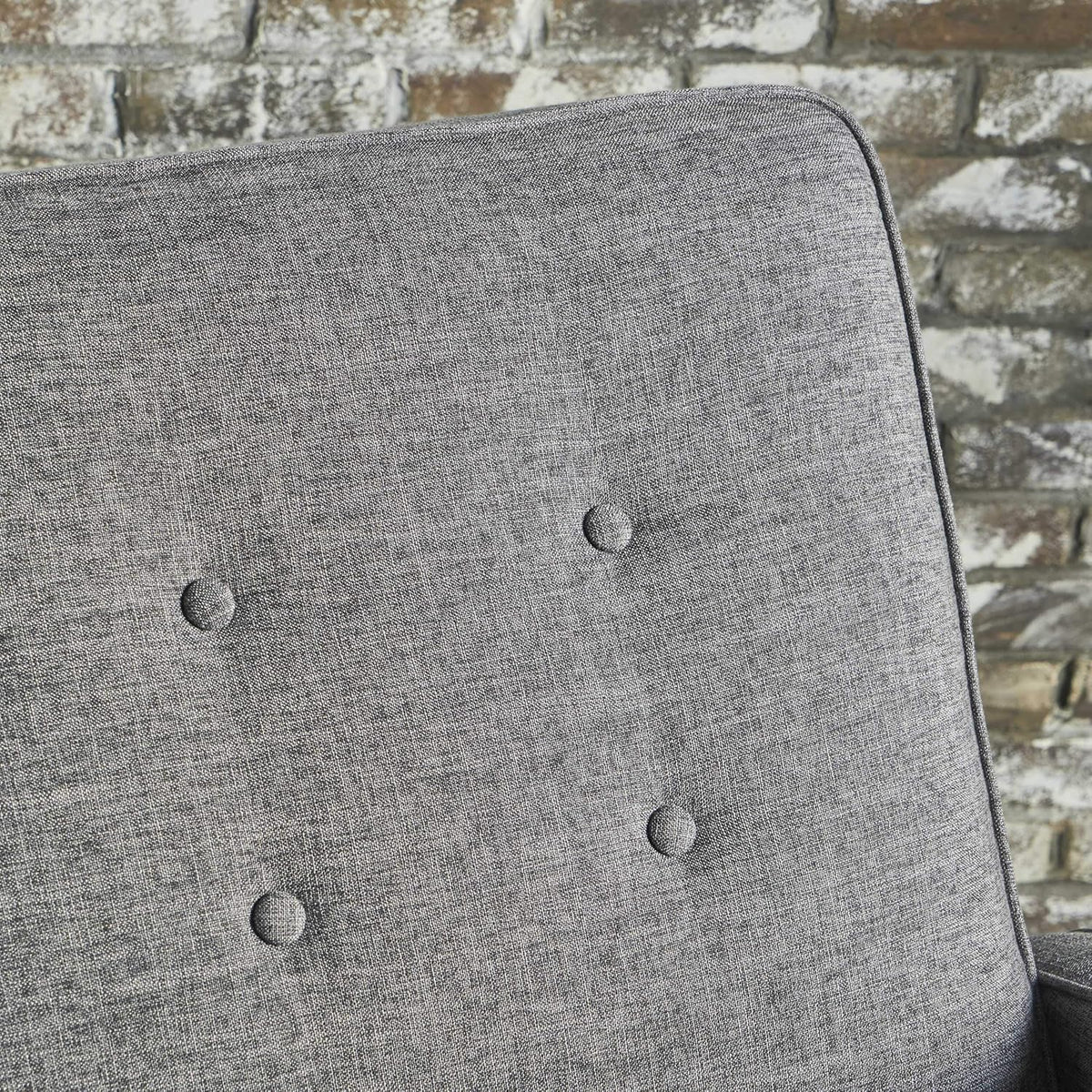 Grey Black Buttoned Fabric Reclining Loveseat G1048