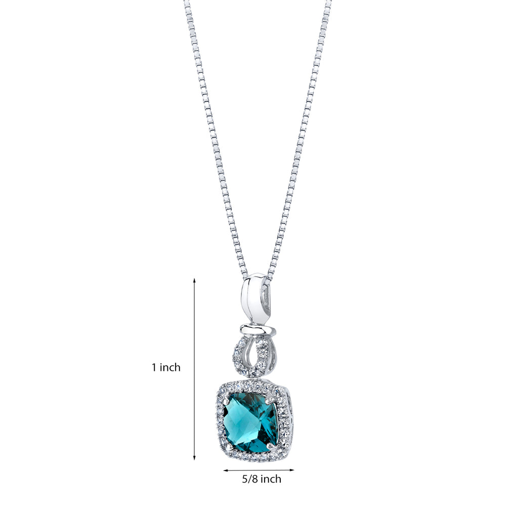 18" London Blue Topaz and White Topaz Pendant in 14K White Gold I4932