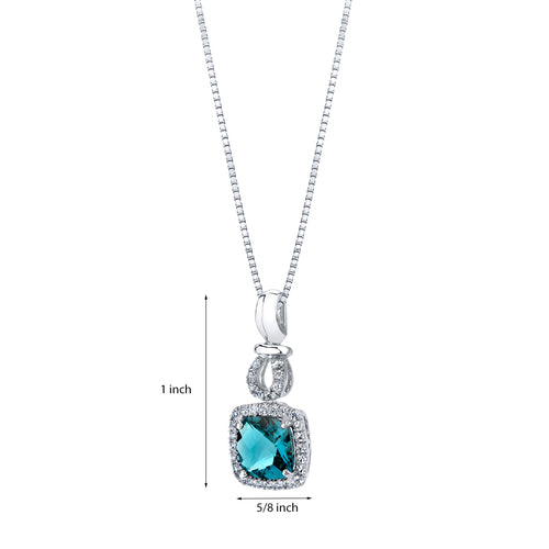 18" London Blue Topaz and White Topaz Pendant in 14K White Gold I4932