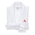 White Turkish Cotton Waffle Terry Bathrobe with Satin Piped Trim Y814