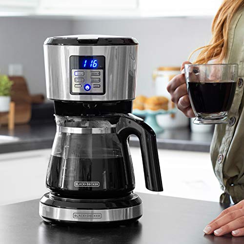 12-Cup Coffee Maker with Non-Drip Carafe and Removable Filter Basket, Black E680271