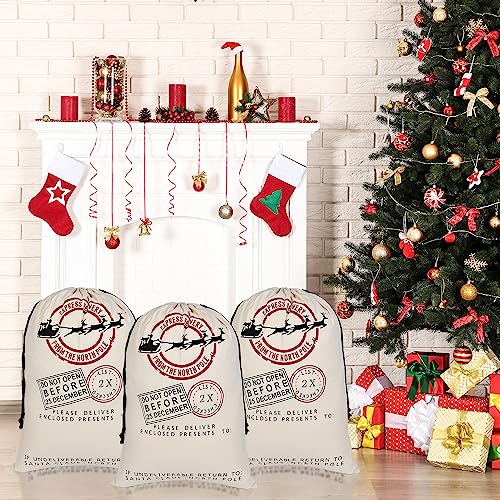 6 Pack Cotton Canvas Gift Bags With Drawstrings F81976
