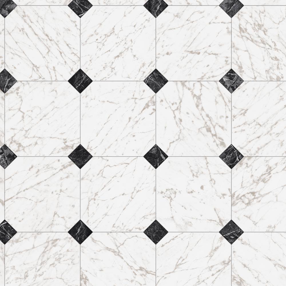 Black and White Marble Vinyl Sheet Flooring 12ft. Wide O175421