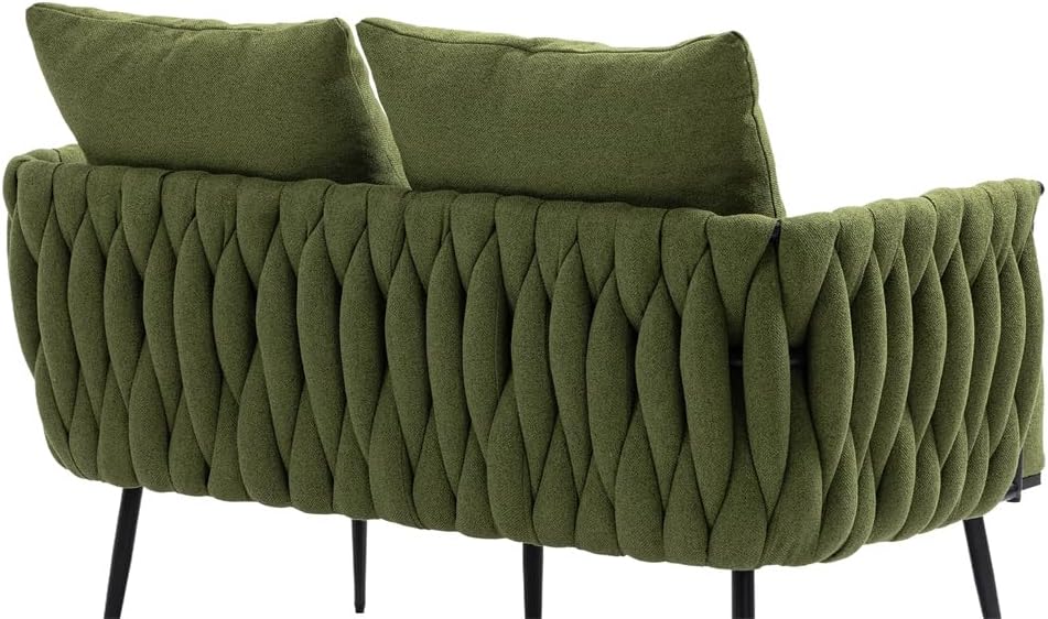 Green Velvet Tufted Armchair with Metal Legs and 2 Couch Pillows E9403