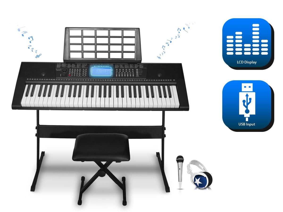 61 Key Electric Piano Keyboard Bundle D409
