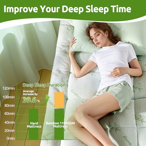 Queen Mattress Topper, Extra Thick 1100 GSM Down Alternative Fill, Cooling Pillow Top Mattress Cover with 8-21" Deep Pocket U468