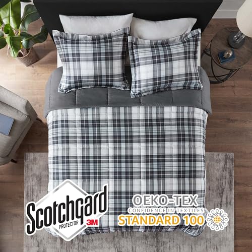 Black King 3 Piece Plaid Comforter Set P4583
