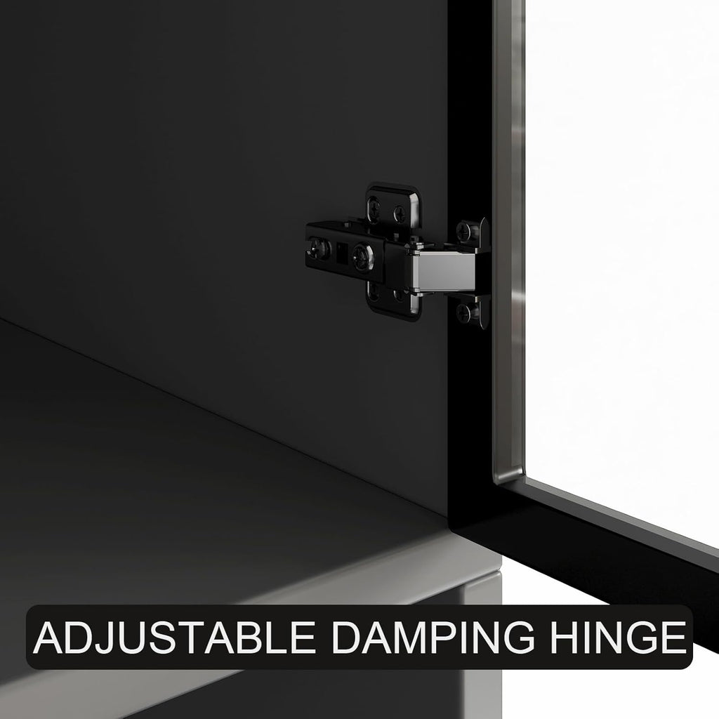 Black Wooden Display Cabinet with Glass Doors E4438