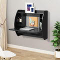 White Wall Mounted Floating Computer Desk with Storage Shelves G8108