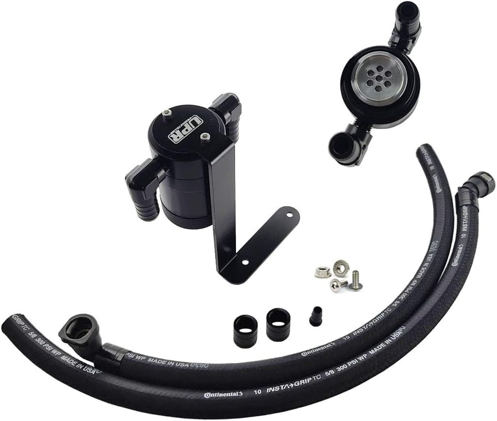 F150 Oil Catch Can Black Aluminum Fittings Braided Hose Kit Y372563