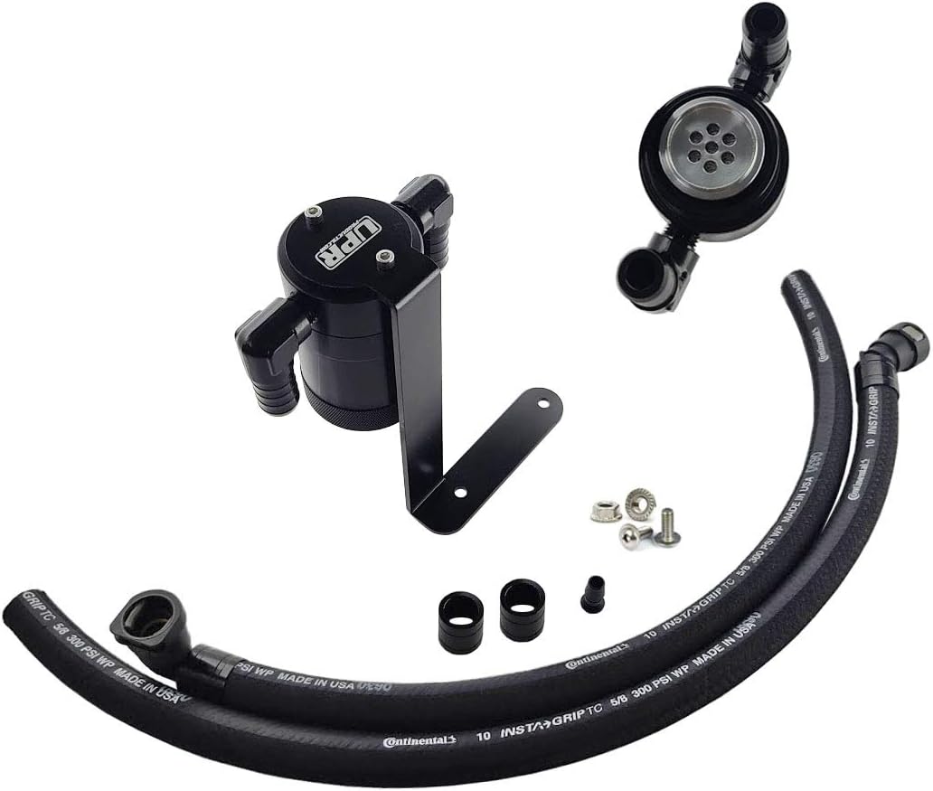 F150 Oil Catch Can Black Aluminum Fittings Braided Hose Kit Y372563