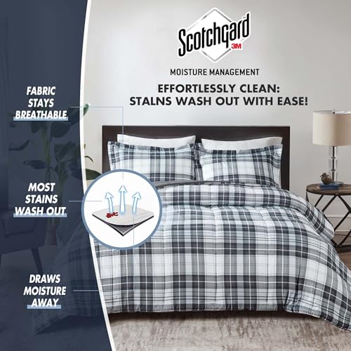 Black King 3 Piece Plaid Comforter Set P4583