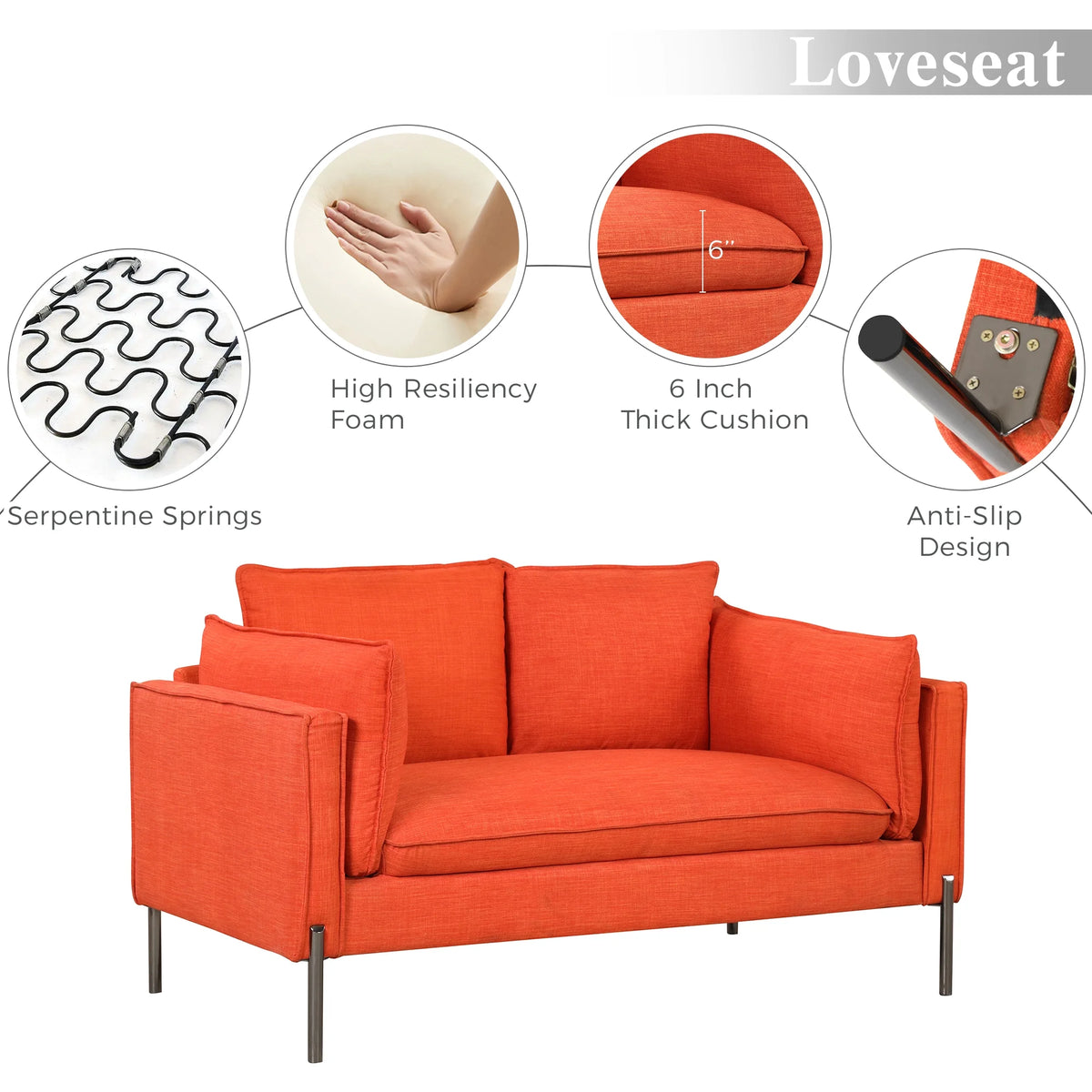 Linen Fabric Loveseat Couch C619