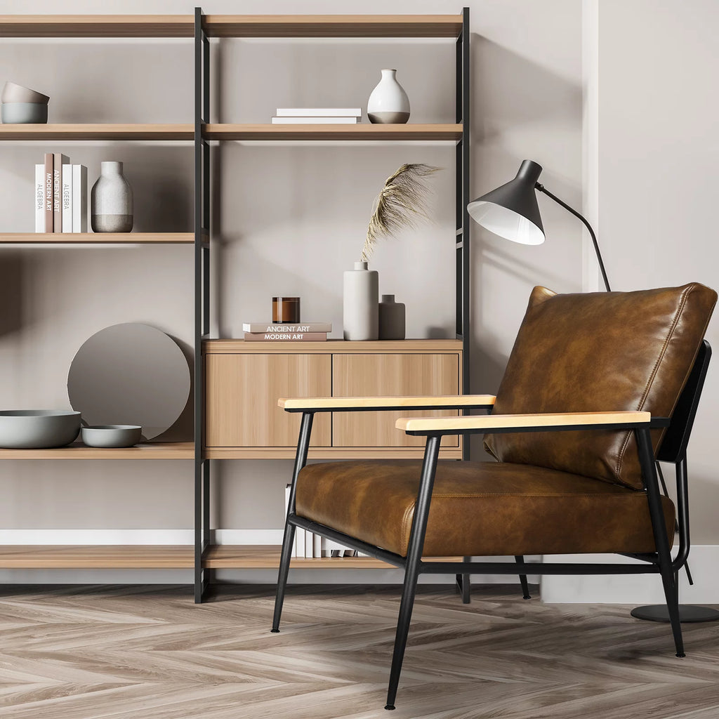 Brown PU Leather Accent Chair H1321