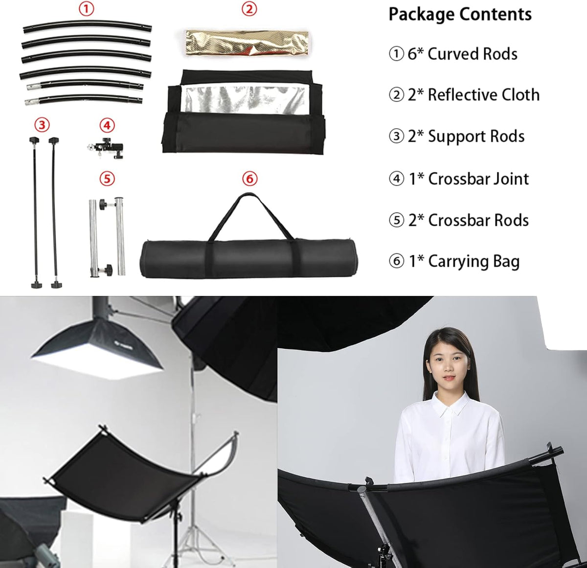 White/Silver/Gold/Black Clamshell Light Reflector with Carry Bag H66456