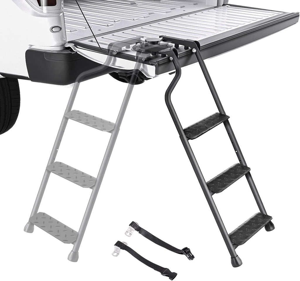 Foldable Pickup Truck Tailgate Ladder, Steel, 300 lbs, Pack of 2 R545173
