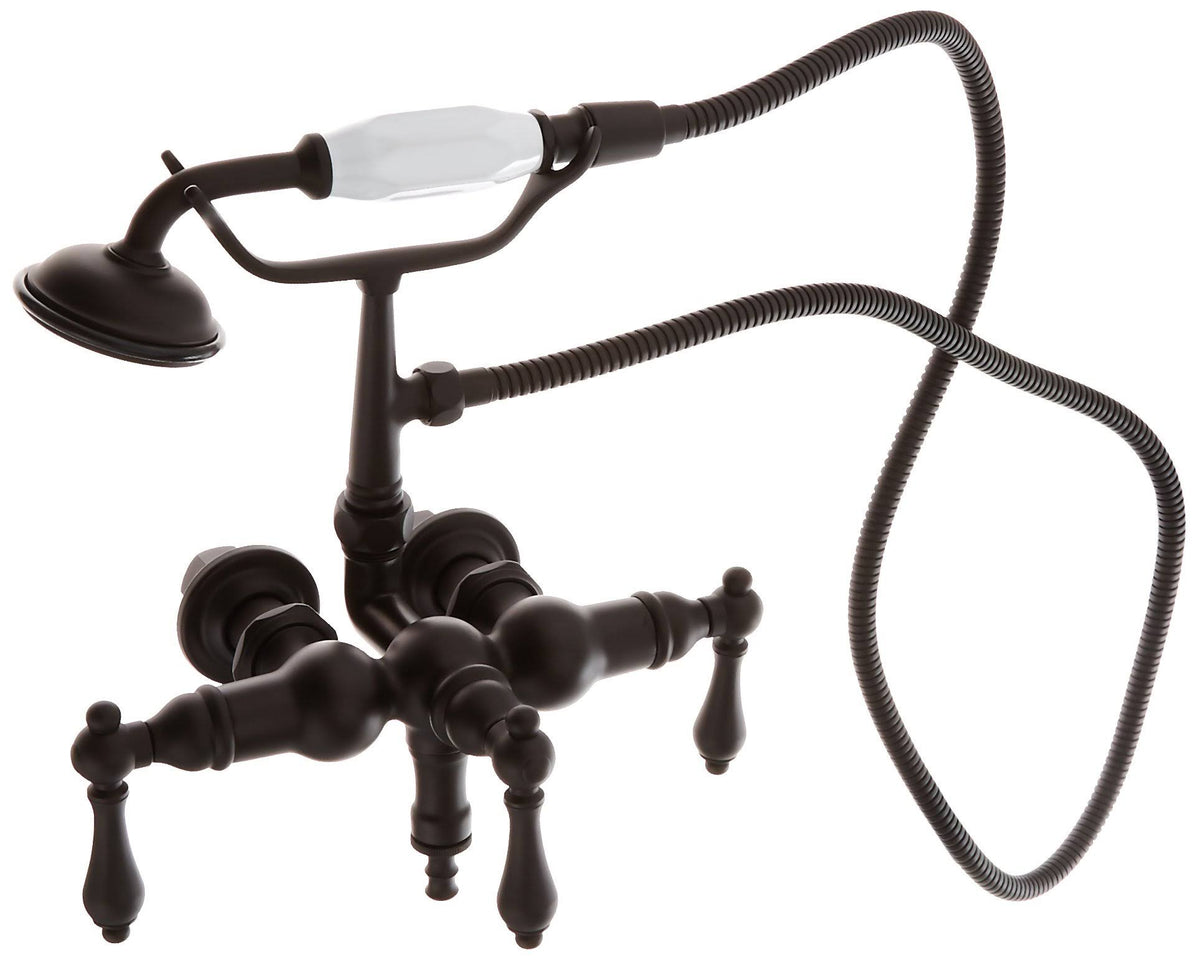Oil Rubbed Bronze Wall Mount Clawfoot Tub Filler with Hand Shower V284643