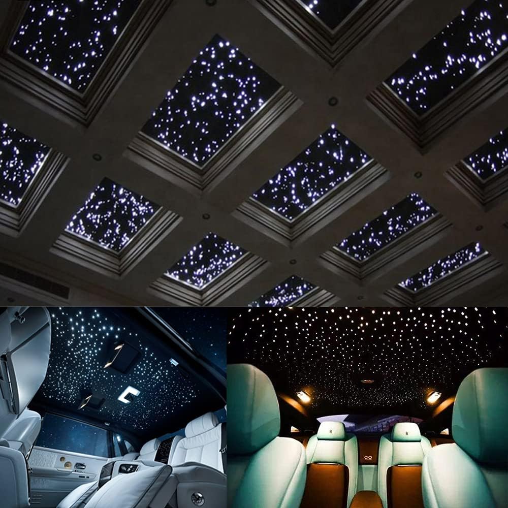32W RGBW Fiber Optic Lights Kit Star Ceiling Sky Light 16.4ft/5m 1330pcs Mixed Fibers E97182