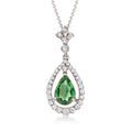 Vintage 1.00 Carat Green Tourmaline and .35 ct. t.w. Diamond Pendant Necklace in 18kt and 14kt White Gold C45197