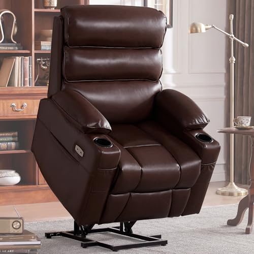 Brown Dual Motor Power Lift Recliner Chair with Heat & Massage H7113