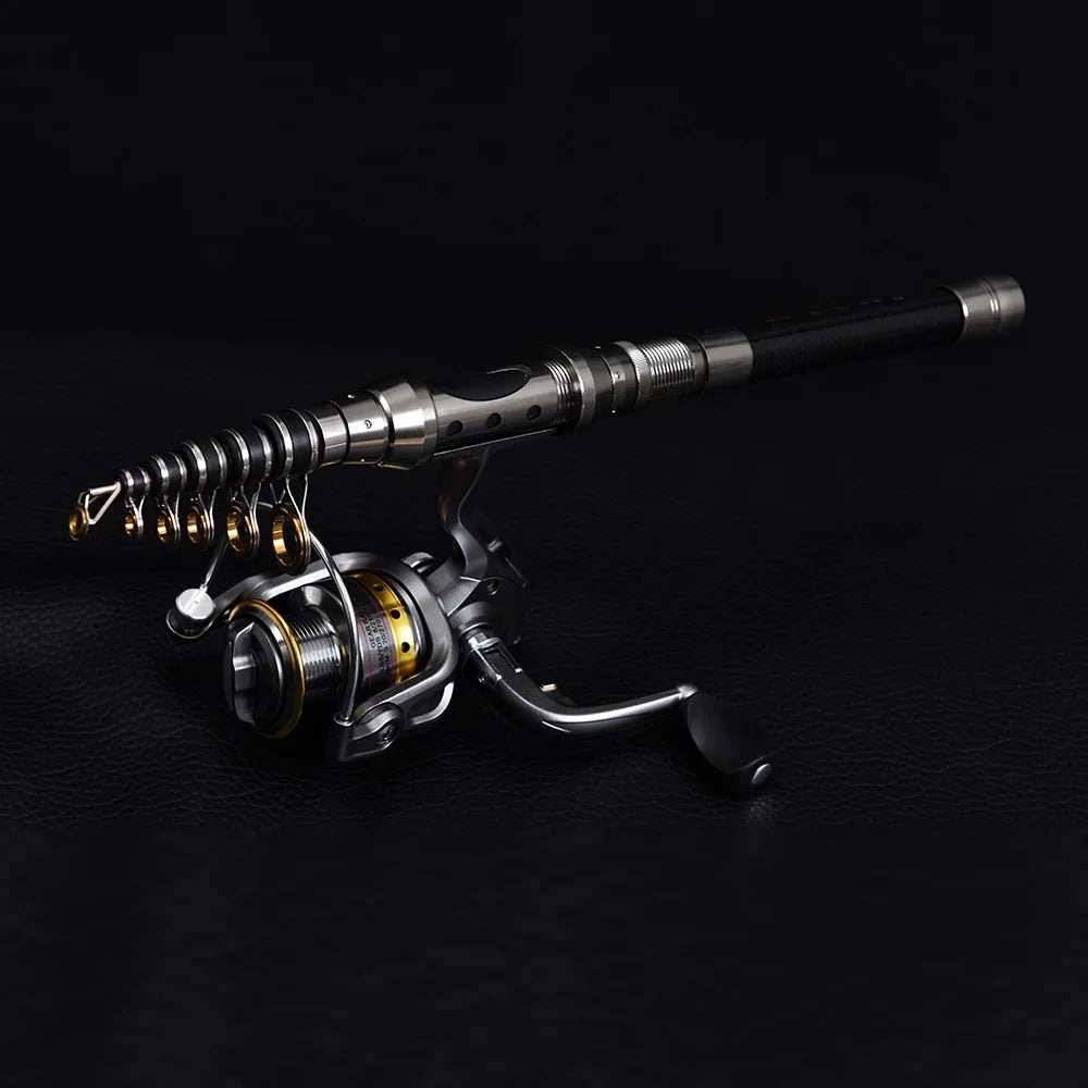 Telescopic Fishing Rod and Reel Combo Full Kit with 100M Fishing Line Lures Hooks Jig Head and Carrier Bag S421