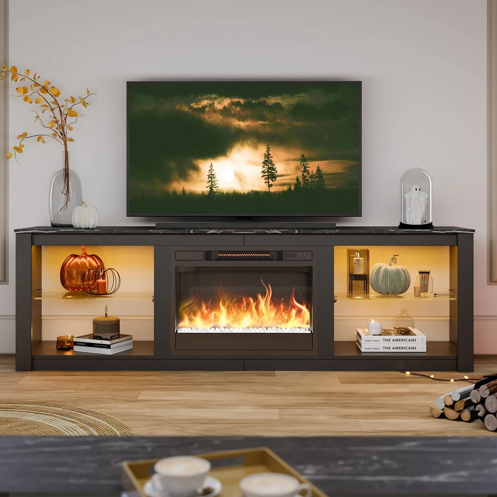 Black Electric Fireplace TV Stand K821