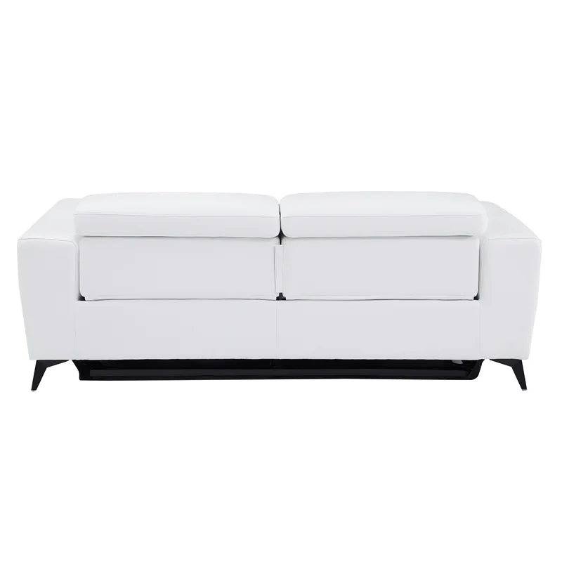 White Italian Leather Power Recliner Sofa T553