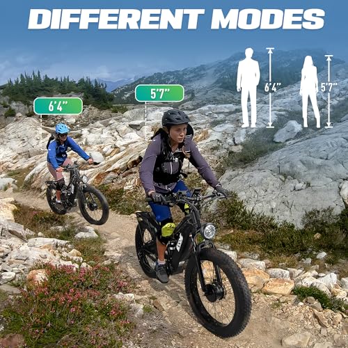 5000W Dual Motor Electric Bike 60V 32AH Battery 26x4 Fat Tire Full Suspension 7-Speed Gear Electric Bicycle H555