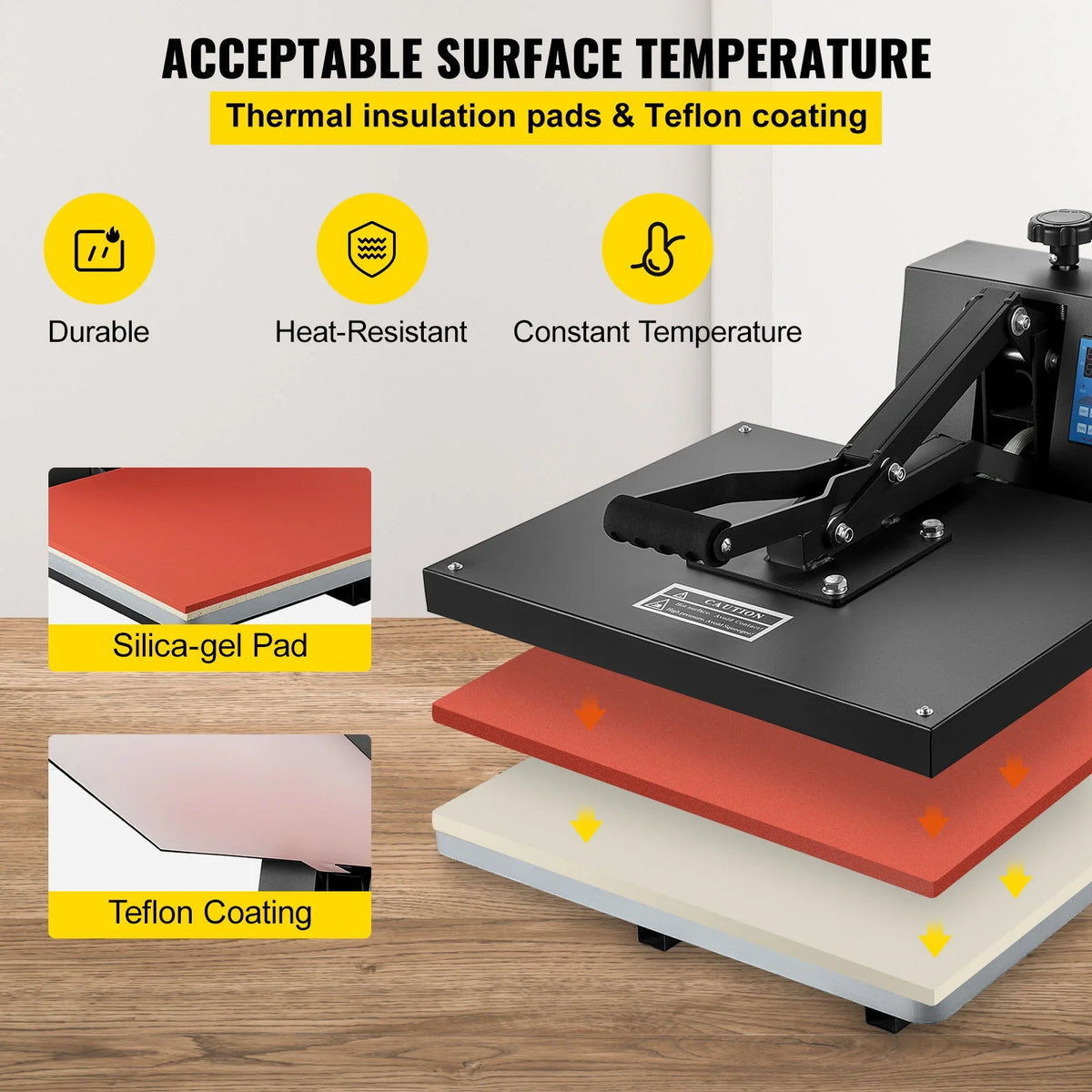 16" x 20" Clamshell Heat Press Machine with Teflon Coated C888459