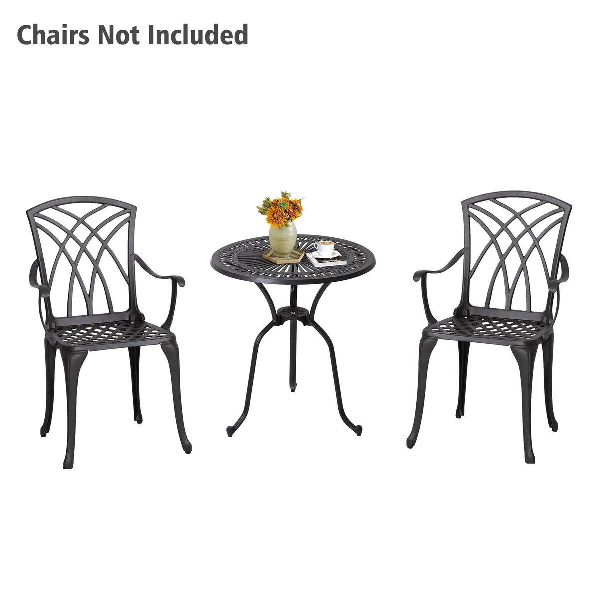 Cast Aluminum Round Patio Bistro Table with Umbrella Hole Y727
