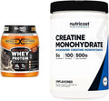 Whey Protein Powder Cookies N' Creme 60g Protein 12g BCAAs + Creatine Monohydrate 5000mg 100 Servings B657140