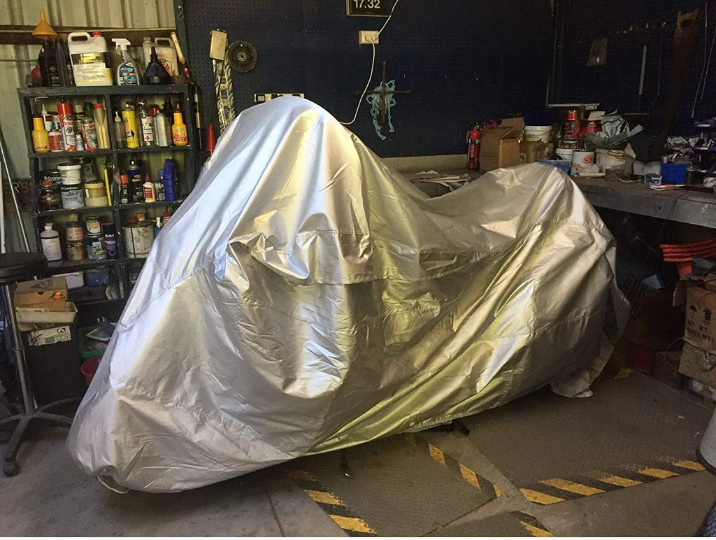 Weatherproof Motorcycle Cover with Securing Straps and Storage Bag D96754