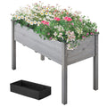 Gray Fir Wood Raised Garden Bed Planter Box S1658