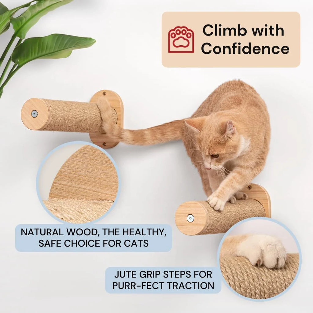 11.8” Cat Wall Steps 2 Pack with Jute Scratching H6529