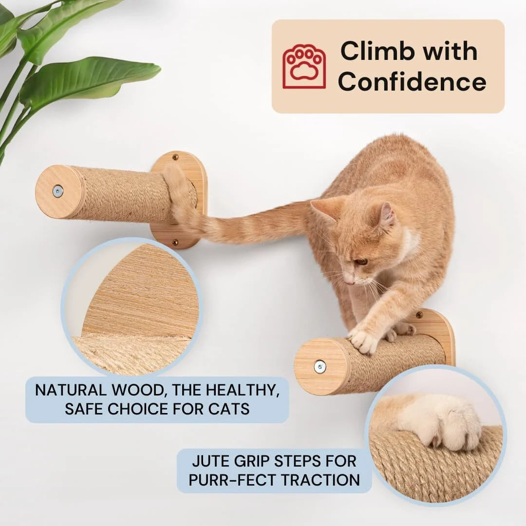 11.8” Cat Wall Steps 2 Pack with Jute Scratching H6529