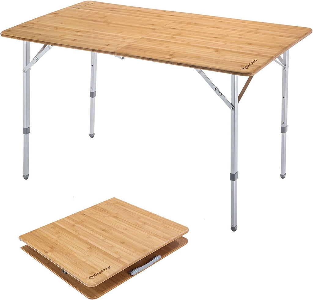 Bamboo Folding Table with Adjustable Height Aluminum Legs F761122