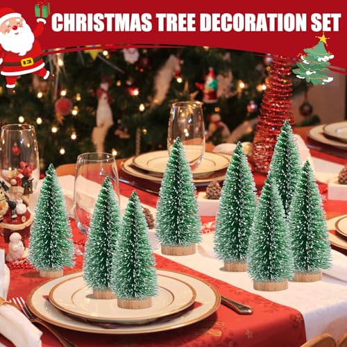 12 Pcs 4" Artificial Bottle Brush Trees with Lights Y372