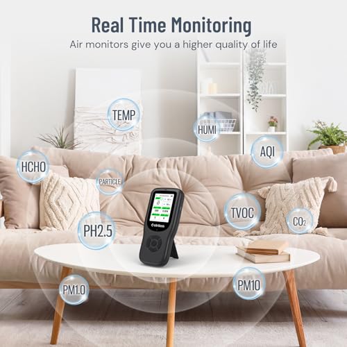 11-in-1 Air Quality Monitor with Stand - Black F407