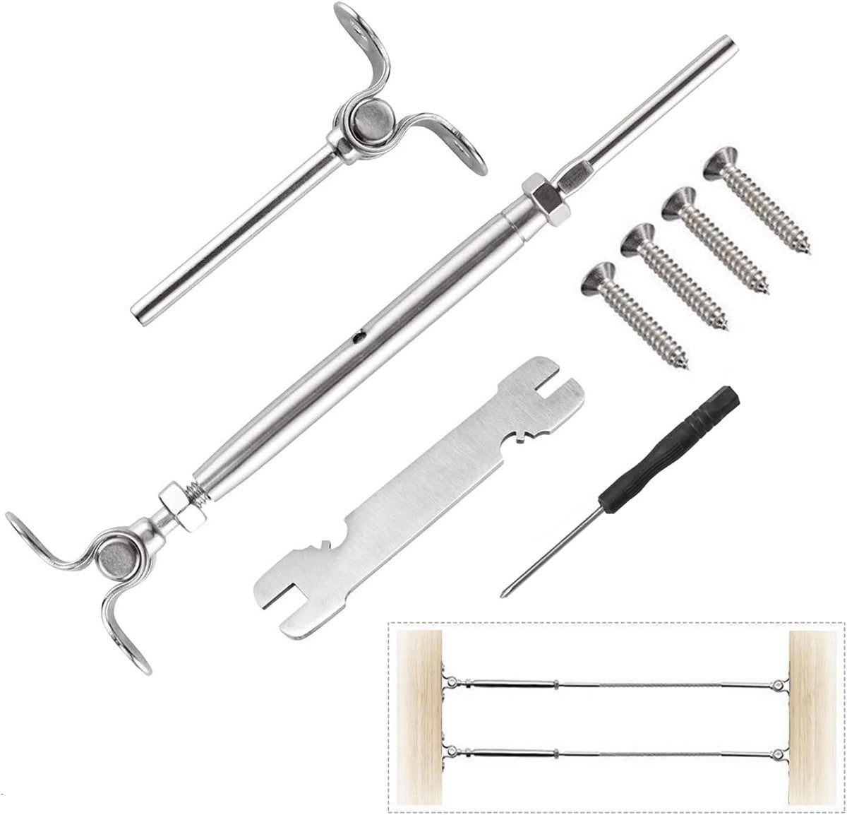 25 Pairs T316 Stainless Steel 180° Adjustable Angle Cable Railing Hardware Kit S586300