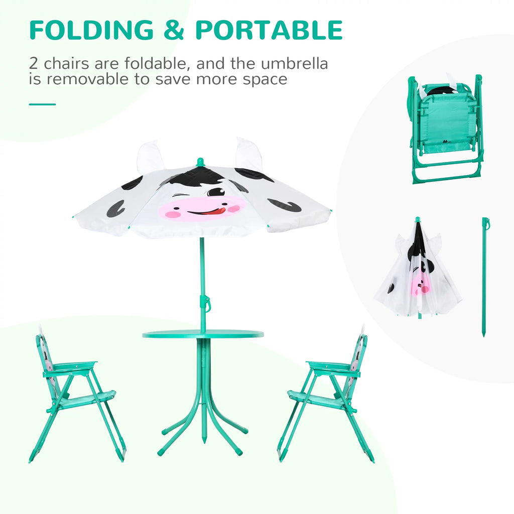 Kids Table and Chair Set with Removable Height Adjustable Umbrella Y1262