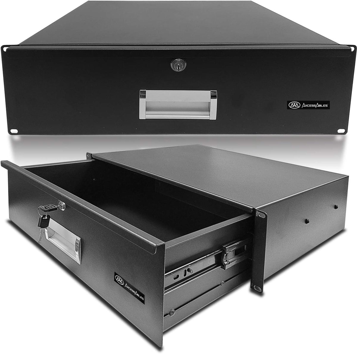3U Universal Rack Mount Storage Drawer with Lock and Keys D90340